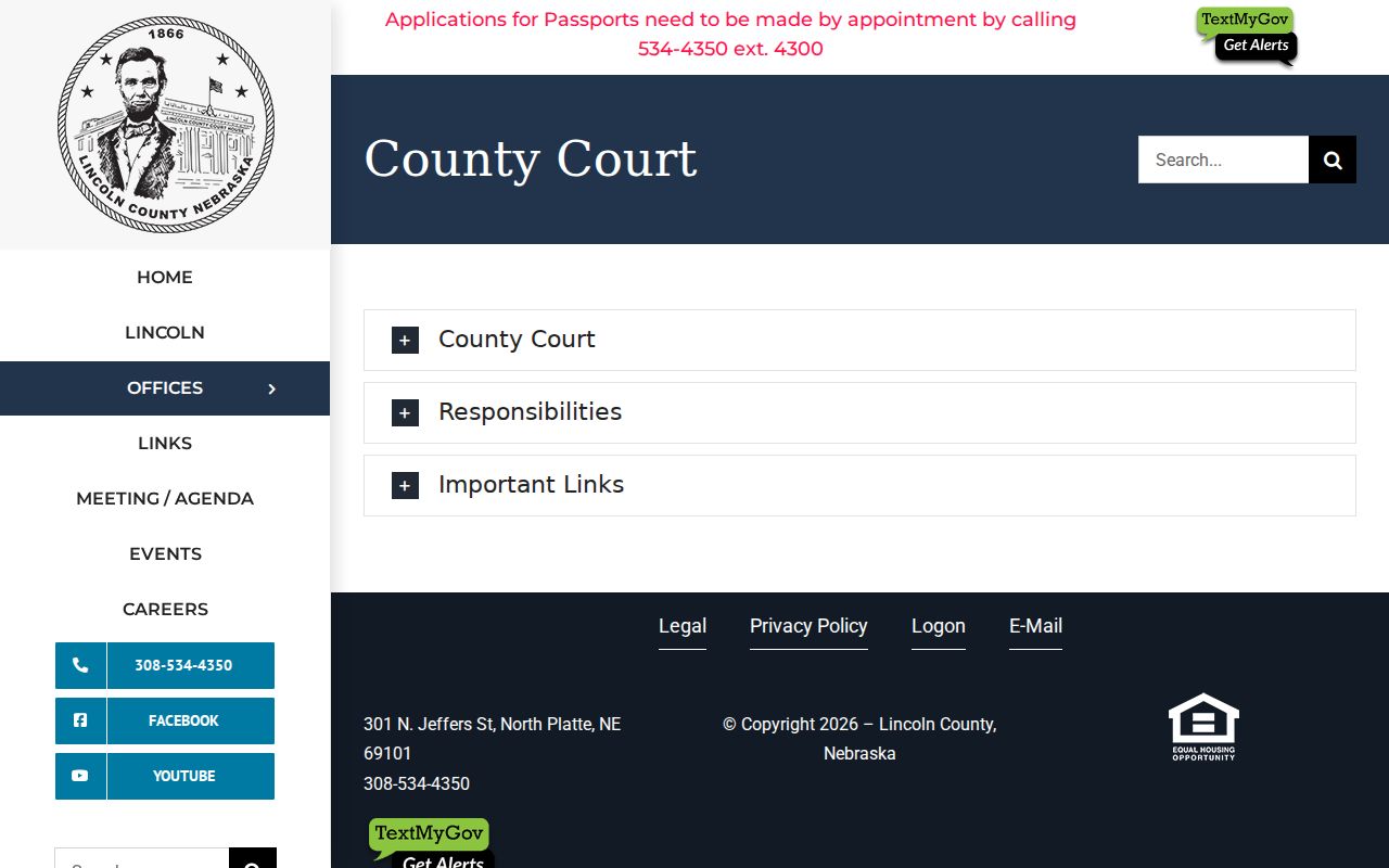 Lincoln County court docket County Court office information