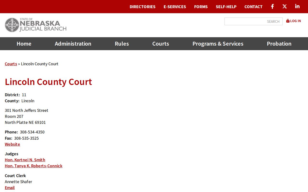 Lincoln County court docket state County Court directory