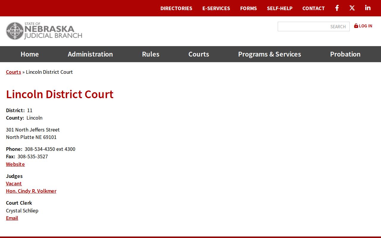 Lincoln County court docket state District Court directory
